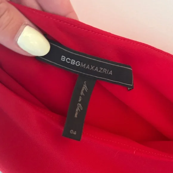 BCBGMaxAzria Red One Shoulder Dress - Picture 2 of 3